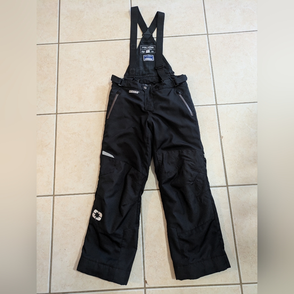 Youth Polaris Black Snowmobile Bib Pants Size Large